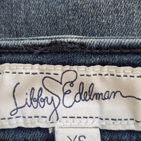 Libby Edelman Light to Medium Wash Two-Tone Stretchy Denim Jean Skirt Size XS - Picture 9 of 11